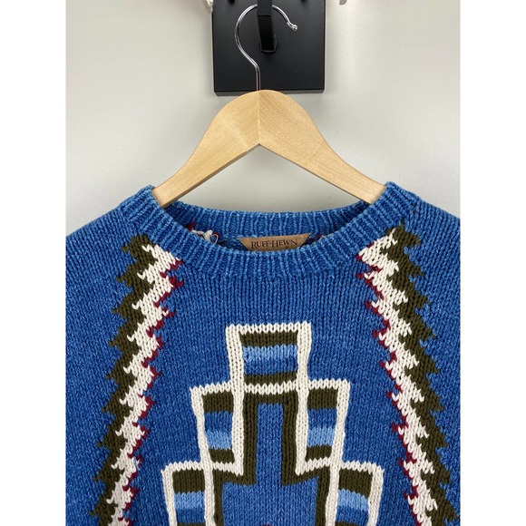 Ruff Hewn Vintage Knit Sweater Crewneck Tribal Blanket Pattern - L - Picture 5 of 15